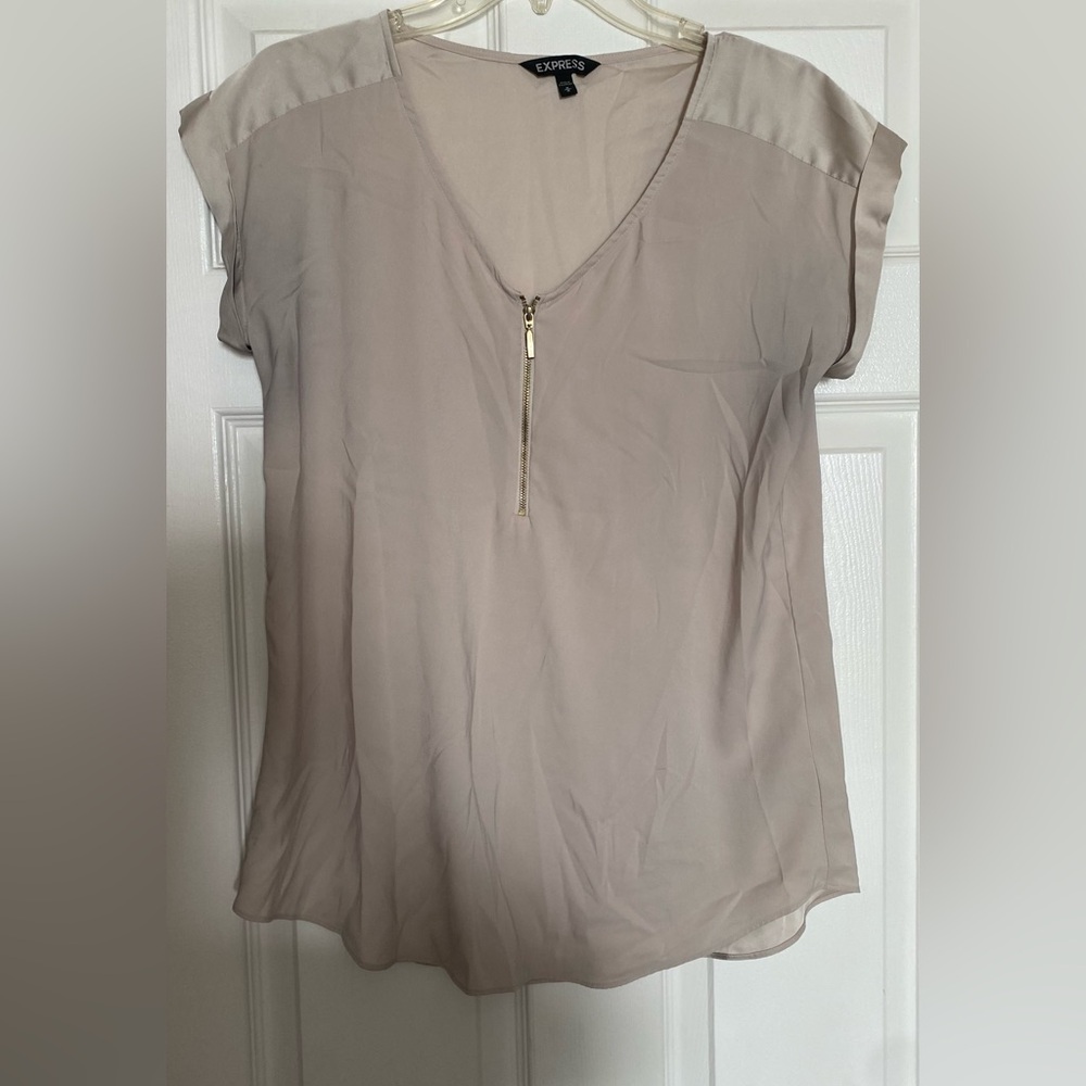 Express Beige Women's Blouse with Zipper
